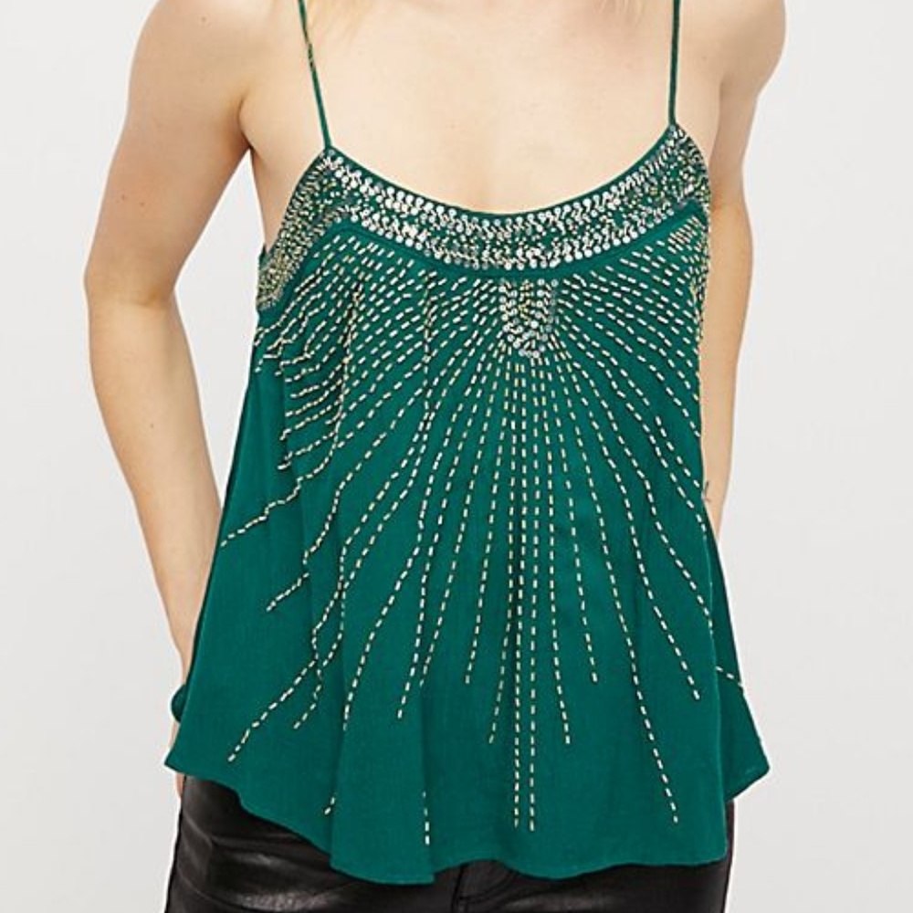 Free People BB Embellished Cami Boho Festival Tank
